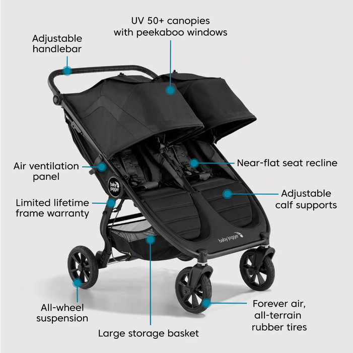 Baby Jogger city mini™ GT2 double | Baby Stroller Pram Features