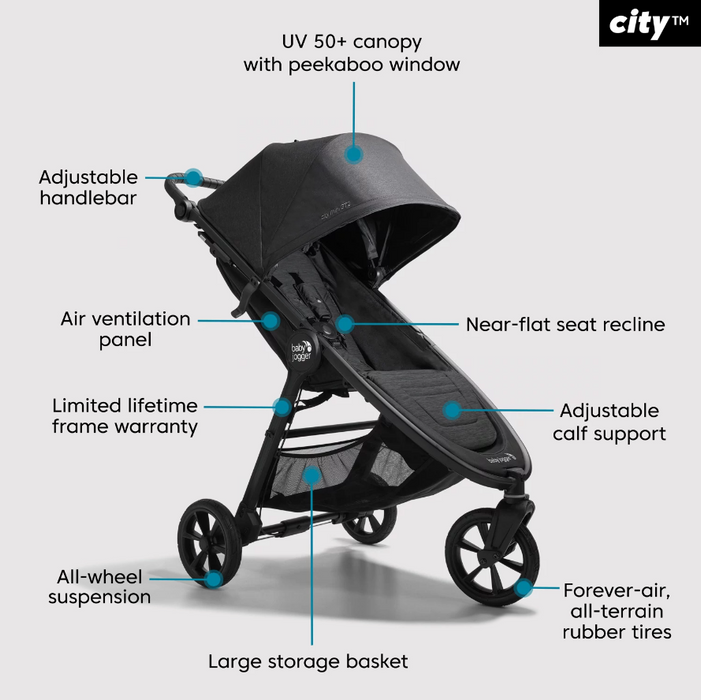 Baby Jogger city mini® GT2 Opulent Black  - features